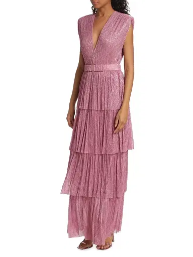 Sabina Musáyev Women's Skylar Tiered Belted Metallic Gown - Antique Rose - Size Small | Thumbnail 4 Sabina Musáyev Women's Skylar Tiered Belted Metallic Gown - Antique Rose - Size Small | Thumbnail 4
