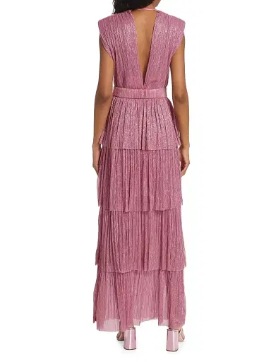 Sabina Musáyev Women's Skylar Tiered Belted Metallic Gown - Antique Rose - Size Small | Thumbnail 5 Sabina Musáyev Women's Skylar Tiered Belted Metallic Gown - Antique Rose - Size Small | Thumbnail 5