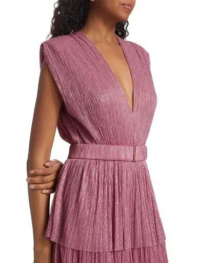 Sabina Musáyev Women's Skylar Tiered Belted Metallic Gown - Antique Rose - Size Small | Thumbnail 7 Sabina Musáyev Women's Skylar Tiered Belted Metallic Gown - Antique Rose - Size Small | Thumbnail 7
