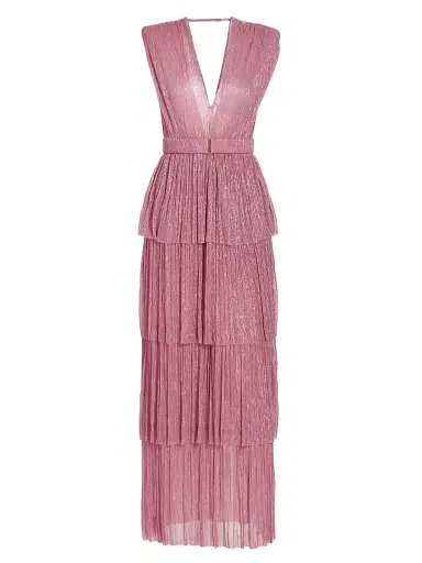 Sabina Musáyev Women's Skylar Tiered Belted Metallic Gown - Antique Rose - Size Small | Thumbnail 1 Sabina Musáyev Women's Skylar Tiered Belted Metallic Gown - Antique Rose - Size Small | Thumbnail 1