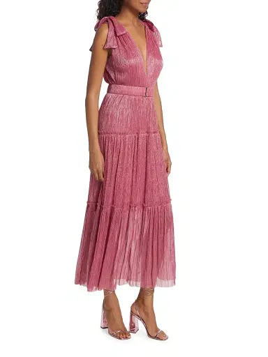 Sabina Musáyev Women's Helena Metallic Tiered Maxi Dress - Hot Pink | Thumbnail 3