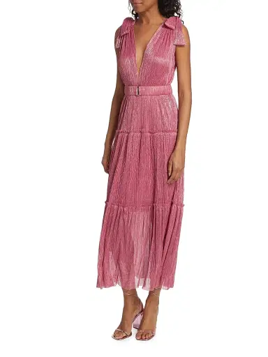 Sabina Musáyev Women's Helena Metallic Tiered Maxi Dress - Hot Pink | Thumbnail 4
