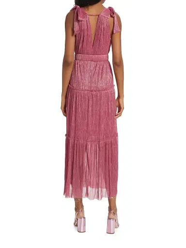 Sabina Musáyev Women's Helena Metallic Tiered Maxi Dress - Hot Pink | Thumbnail 5