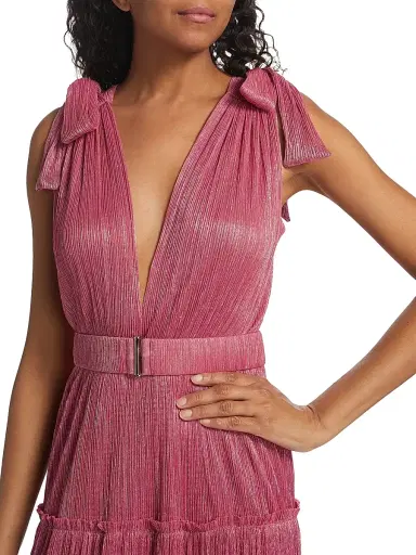 Sabina Musáyev Women's Helena Metallic Tiered Maxi Dress - Hot Pink | Thumbnail 7