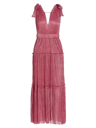 Sabina Musáyev Women's Helena Metallic Tiered Maxi Dress - Hot Pink | Thumbnail 1