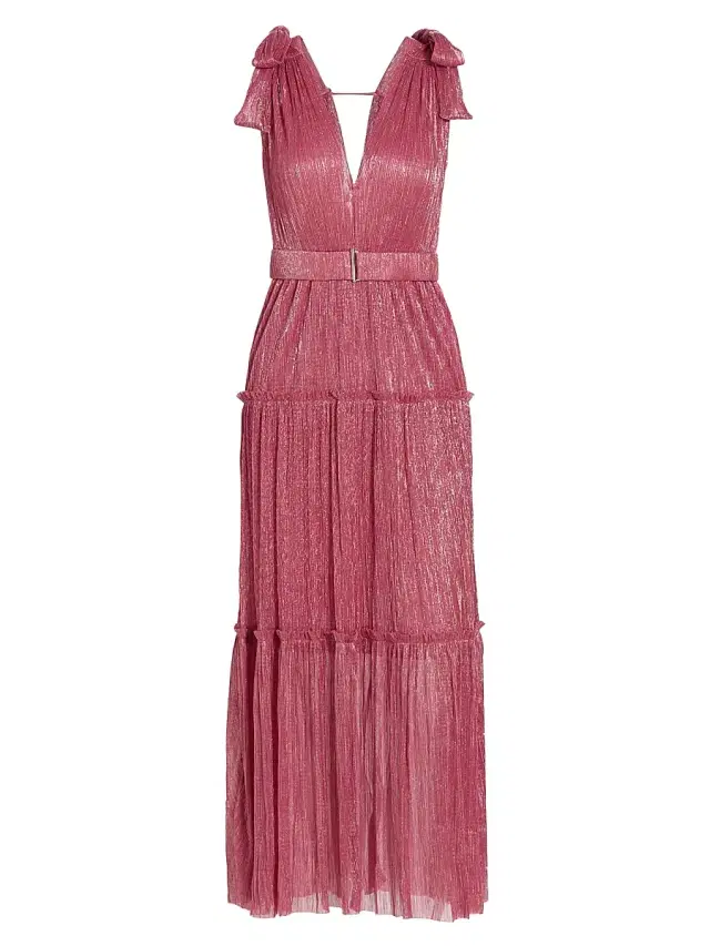 Sabina Musáyev Women's Helena Metallic Tiered Maxi Dress - Hot Pink