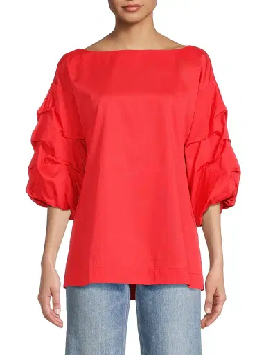 Harshman Women's Balia Cotton Blouse - Poppy Red | Thumbnail 3 Harshman Women's Balia Cotton Blouse - Poppy Red | Thumbnail 3