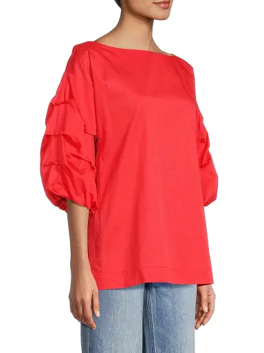 Harshman Women's Balia Cotton Blouse - Poppy Red | Thumbnail 4 Harshman Women's Balia Cotton Blouse - Poppy Red | Thumbnail 4