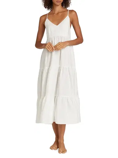 Pour Les Femmes Women's Claudia Spaghetti Strap Dress - Cream - Size Large | Thumbnail 3 Pour Les Femmes Women's Claudia Spaghetti Strap Dress - Cream - Size Large | Thumbnail 3