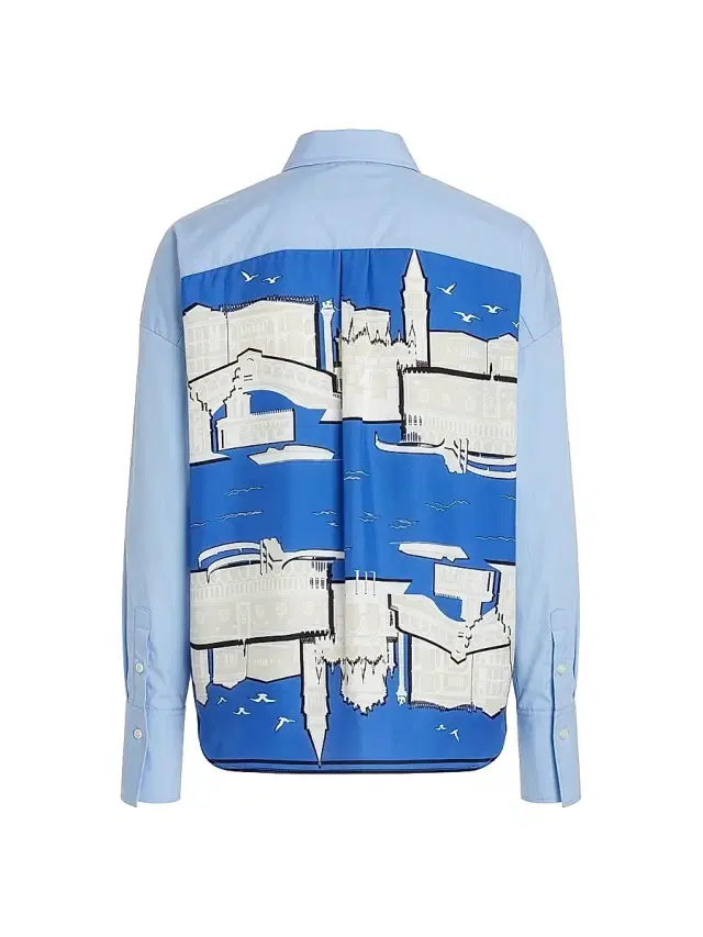 Callas Milano Women's Srene Scarf Back Shirt - Pale Blue
