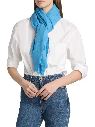 Carolyn Rowan Collection Women's Sequin-Embellished Cashmere-Silk Scarf - Blue | Thumbnail 2