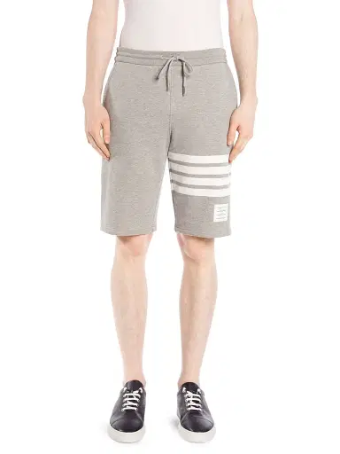 Thom Browne Men's Classic Drawstring Cotton Sweatshorts - Light Grey - Size Small | Thumbnail 3 Thom Browne Men's Classic Drawstring Cotton Sweatshorts - Light Grey - Size Small | Thumbnail 3