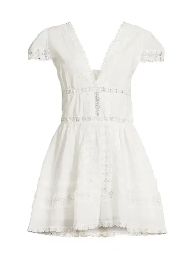 Peixoto Women's Piper Lace-Trimmed Cotton Minidress - White - Size XL | Thumbnail 1 Peixoto Women's Piper Lace-Trimmed Cotton Minidress - White - Size XL | Thumbnail 1