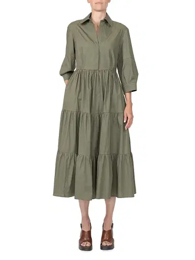 Callas Milano Women's Marseille Tiered Dress - Olive | Thumbnail 2 Callas Milano Women's Marseille Tiered Dress - Olive | Thumbnail 2