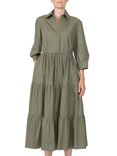 Callas Milano Women's Marseille Tiered Dress - Olive | Thumbnail 3 Callas Milano Women's Marseille Tiered Dress - Olive | Thumbnail 3