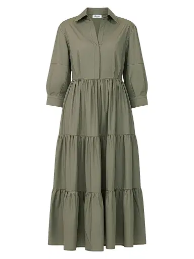 Callas Milano Women's Marseille Tiered Dress - Olive | Thumbnail 1 Callas Milano Women's Marseille Tiered Dress - Olive | Thumbnail 1