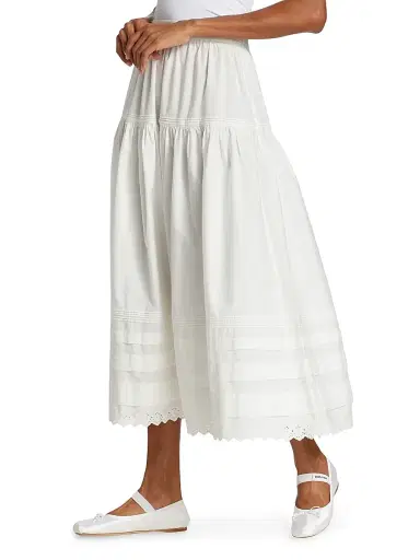 DÔEN Women's Sebastiane Tiered Cotton Maxi Skirt - Powder - Size XXL | Thumbnail 4