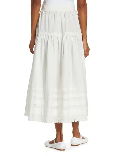DÔEN Women's Sebastiane Tiered Cotton Maxi Skirt - Powder - Size XXL | Thumbnail 5