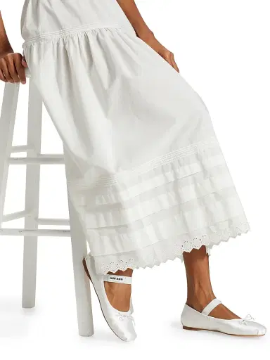 DÔEN Women's Sebastiane Tiered Cotton Maxi Skirt - Powder - Size XXL | Thumbnail 6