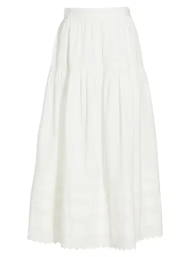 DÔEN Women's Sebastiane Tiered Cotton Maxi Skirt - Powder - Size XXL | Thumbnail 1