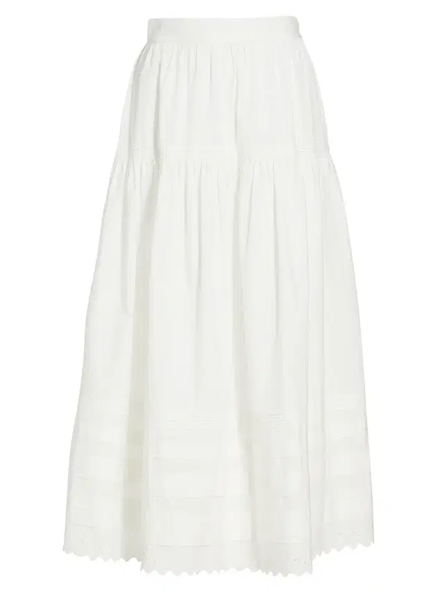 DÔEN Women's Sebastiane Tiered Cotton Maxi Skirt - Powder