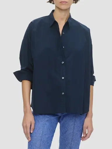 CALLAS MILANO Women's Sirene Poplin Shirt with Silk Twill Milano Print Scarf Back - Navy - Size 14 | Thumbnail 3