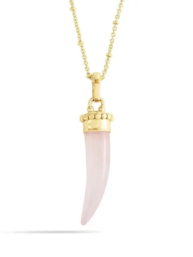 Women's Milos 18K-Gold-Plated & Gemstone Horn Charm - Rose Quartz