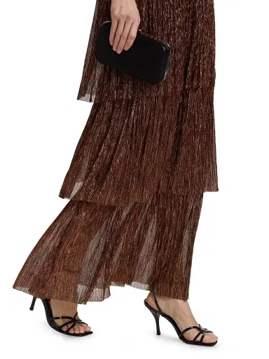 Sabina Musáyev Women's Skylar Tiered Belted Metallic Gown - Bronze | Thumbnail 7
