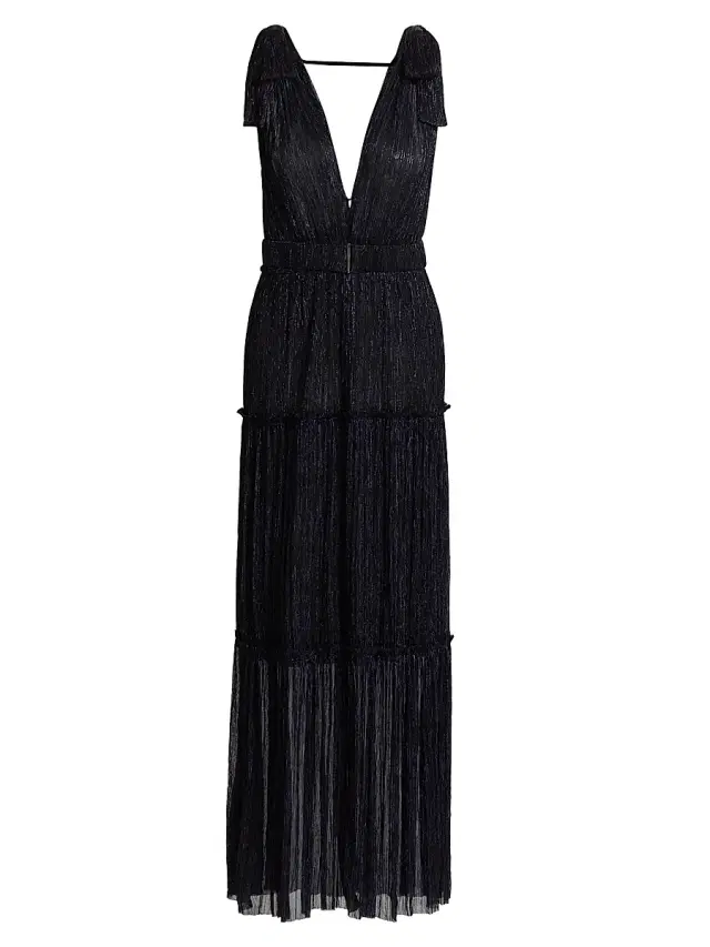 Sabina Musáyev Women's Helena Metallic Tiered Maxi Dress - Navy Lurex