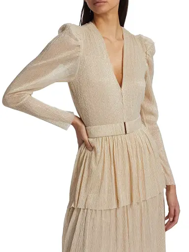 Sabina Musáyev Women's Carry Tiered Belted Metallic Dress - | Thumbnail 7
