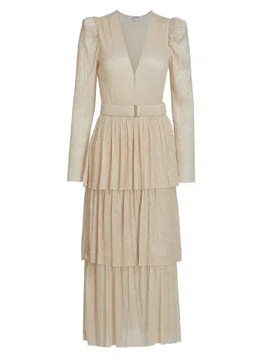 Sabina Musáyev Women's Carry Tiered Belted Metallic Dress - | Thumbnail 1