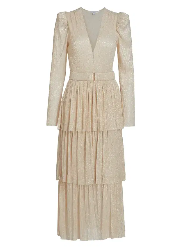Sabina Musáyev Women's Carry Tiered Belted Metallic Dress -