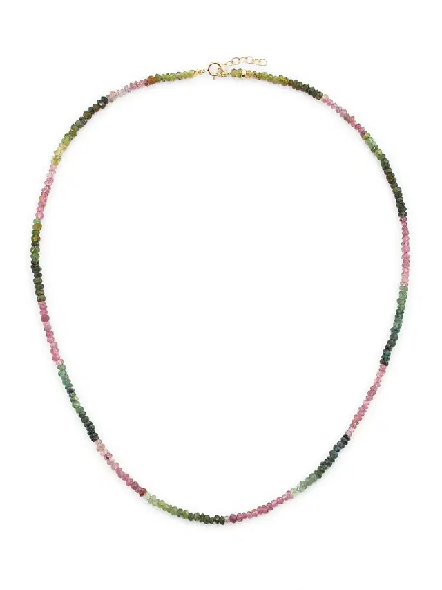 Women's Birthstone 14K Yellow Gold & Gemstone Beaded Necklace - Tourmaline