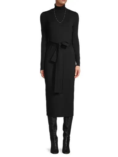 Toccin Women's Piper Turtleneck Rib-Knit Midi-Dress - Jet | Thumbnail 2