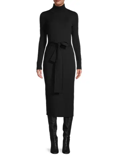 Toccin Women's Piper Turtleneck Rib-Knit Midi-Dress - Jet | Thumbnail 3