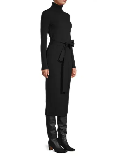 Toccin Women's Piper Turtleneck Rib-Knit Midi-Dress - Jet | Thumbnail 4