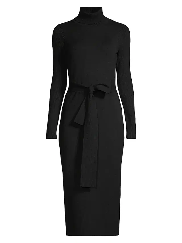 Toccin Women's Piper Turtleneck Rib-Knit Midi-Dress - Jet