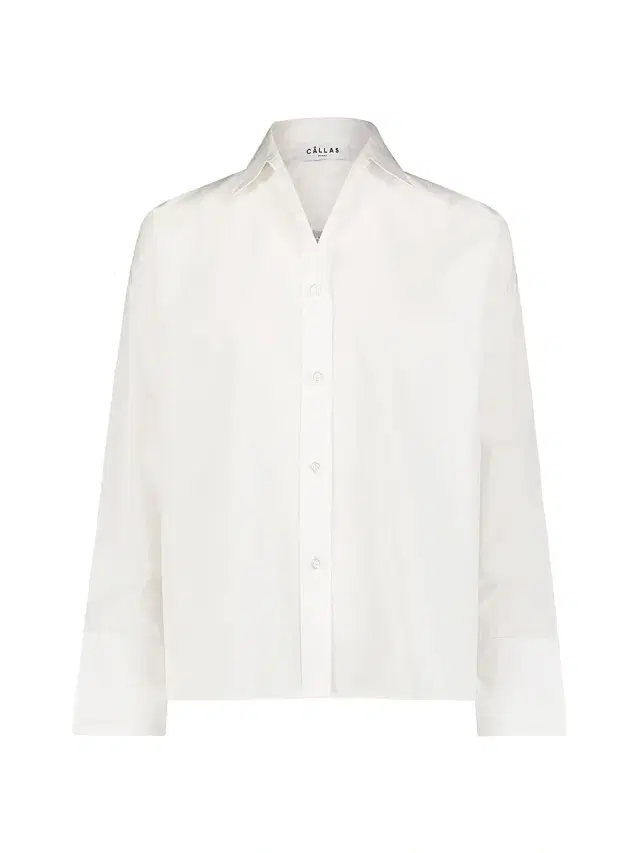 Callas Milano Women's Sirene - Poplin Shirt Venice Print Scarf Back - Travertine White