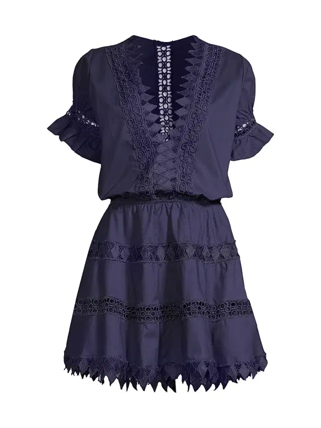 Peixoto Women's Ora Embroidered Mini Dress - Navy Blue