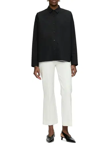 CALLAS MILANO Women's Sirene Poplin Shirt with Silk Twill Milano Print Scarf Back - Black - Size 8 | Thumbnail 2