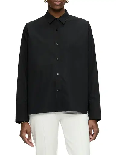 CALLAS MILANO Women's Sirene Poplin Shirt with Silk Twill Milano Print Scarf Back - Black - Size 8 | Thumbnail 4