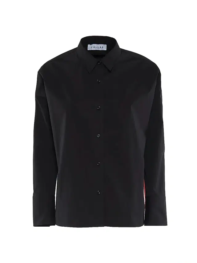 Callas Milano Women's Sirene Poplin Shirt with Silk Twill Milano Print Scarf Back - Black