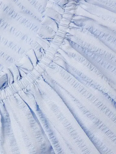 Harshman Women's Harmony Cotton Seersucker Top - Powder Blue Stripes | Thumbnail 6