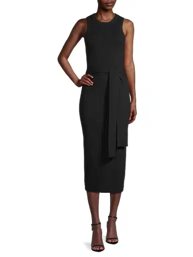 Toccin Women's Logan Rib-Knit Sleeveless Midi-Dress - Jet | Thumbnail 2 Toccin Women's Logan Rib-Knit Sleeveless Midi-Dress - Jet | Thumbnail 2