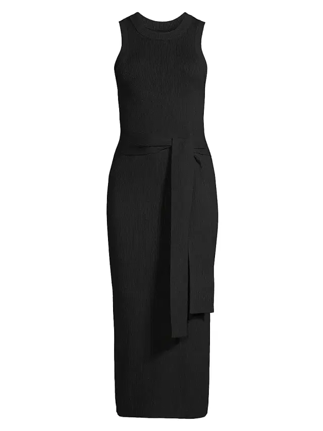Toccin Women's Logan Rib-Knit Sleeveless Midi-Dress - Jet