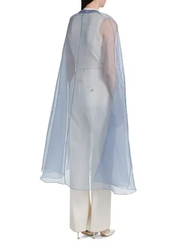 Carolyn Rowan Collection Women's Embellished-Trim Silk Cape - Blue | Thumbnail 5