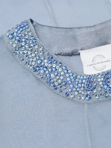 Carolyn Rowan Collection Women's Embellished-Trim Silk Cape - Blue | Thumbnail 7