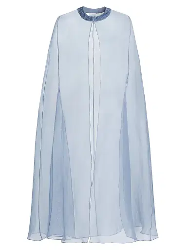 Carolyn Rowan Collection Women's Embellished-Trim Silk Cape - Blue | Thumbnail 1