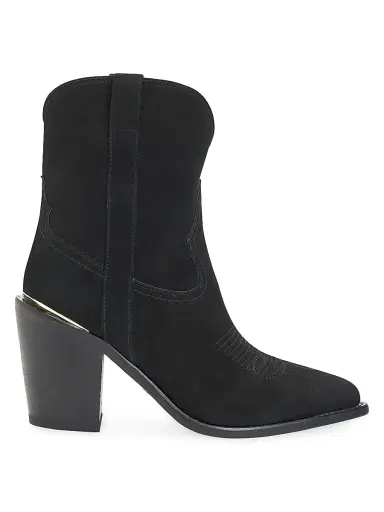 Partlow Women's Leigh Anne 90MM Suede Ankle Booties - Nero | Thumbnail 1
