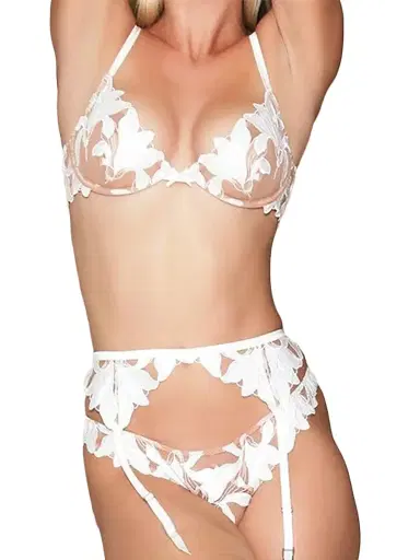 Fleur du Mal Women's Lace Plunge Demi Bra - | Thumbnail 3 Fleur du Mal Women's Lace Plunge Demi Bra - | Thumbnail 3